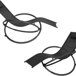 EUGAD Schaukelstuhl, 2tlg Schaukelstuhl Gartenliege Schwingstuhl für Terrasse Balkon Schwarz Grau -Eugad Möbel Einkaufen 249d5c6e c133 53d9 a7d3 704477b8dc77