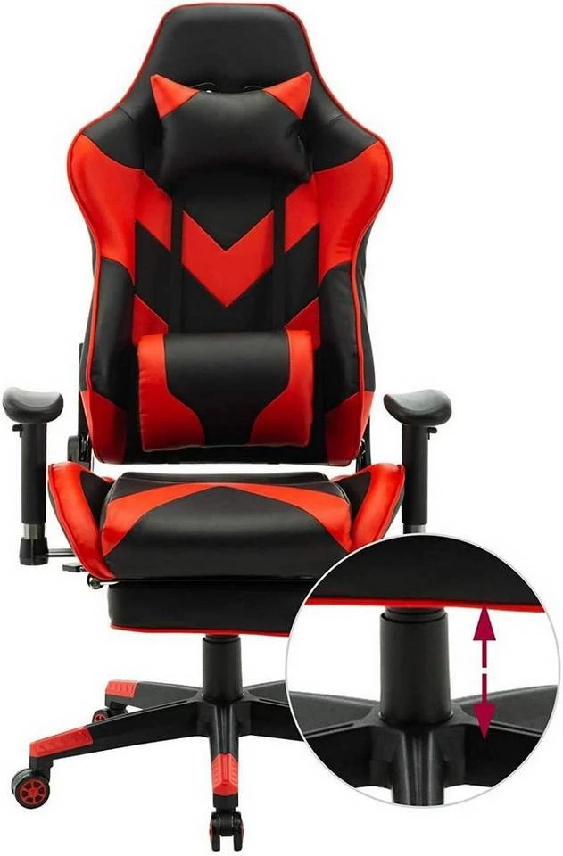 EUGAD Gaming Chair, Bürostuhl, Gaming Stuhl, Kunstleder, mit einstellbaren Armlehnen Rot Blau, Schwarz, Weiß 5 EUGAD Gaming Chair, Bürostuhl, Gaming Stuhl, Kunstleder, mit einstellbaren Armlehnen Rot Blau, Schwarz, Weiß – Bild 5