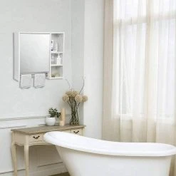 EUGAD Spiegelschrank Hängeschrank mit 6 Ablagen mit Tür 60x20x60cm Weiß -Eugad Möbel Einkaufen 26440579 e760 521f bf88 ea3c6d4fc87e