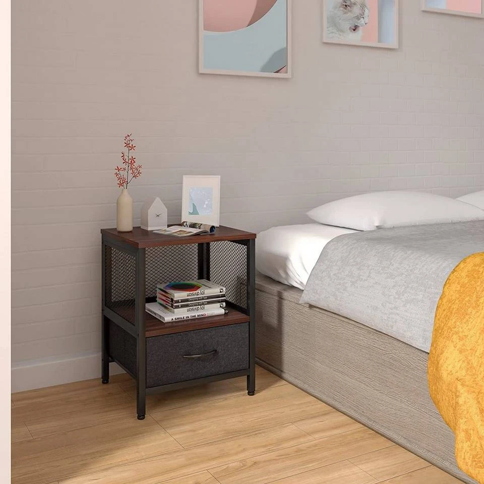 EUGAD Nachttisch (1-St), Nachtkommode mit Ablagen und Schubladen, Beistelltisch für Wohnzimmer, Nachtschrank für Schlafzimmer industrieller Stil, 40x52x36cm 2 EUGAD Nachttisch (1-St), Nachtkommode mit Ablagen und Schubladen, Beistelltisch für Wohnzimmer, Nachtschrank für Schlafzimmer industrieller Stil, 40x52x36cm – Bild 2