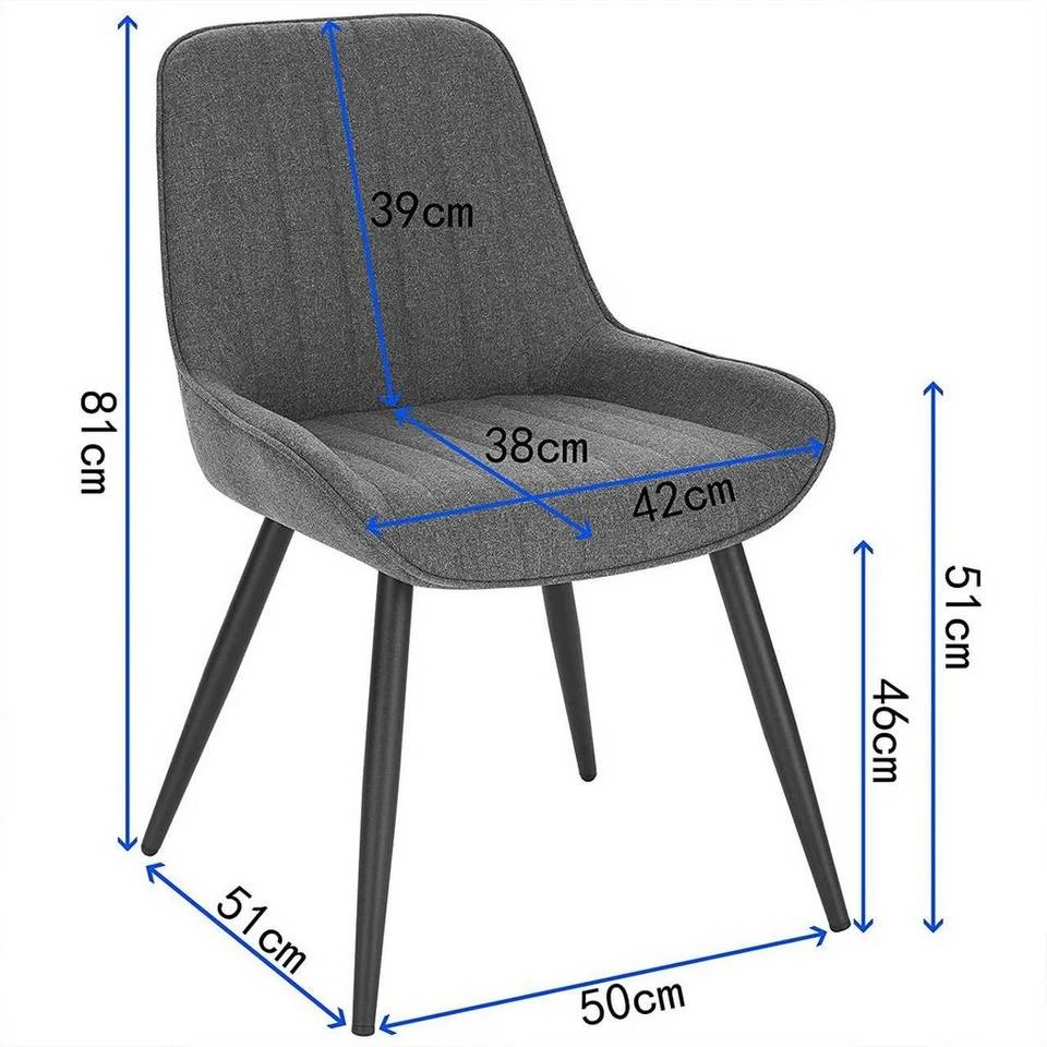 EUGAD Polsterstuhl (2 Stück), Esszimmerstühle aus Leinen mit stabilen Metallbeinen, mit Rückenlehne und gepolsterter Sitzfläche Dunkelgrau, Hellgrau 3 EUGAD Polsterstuhl (2 Stück), Esszimmerstühle aus Leinen mit stabilen Metallbeinen, mit Rückenlehne und gepolsterter Sitzfläche Dunkelgrau, Hellgrau – Bild 3