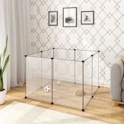 EUGAD Freigehege, Freigehege für Kaninchen Hasen Meerschweinchen Welpenauslauf DIY 8 Platten Transparent 102 x 102 x 70 cm -Eugad Möbel Einkaufen 2a1e6931 7117 4975 b6d2 a82229ee9749