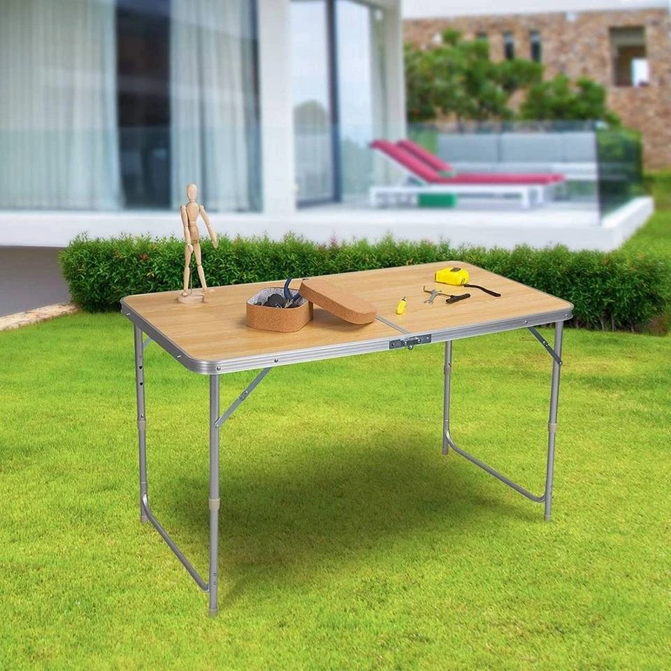 EUGAD Campingtisch, zusammenklappbar Pickniktisch, höhenverstellbar 120x60x55-62-70cm, Tischplatte aus MDF, Grau Eiche, Schwarz, Weiß 11 EUGAD Campingtisch, zusammenklappbar Pickniktisch, höhenverstellbar 120x60x55-62-70cm, Tischplatte aus MDF, Grau Eiche, Schwarz, Weiß – Bild 11