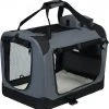 EUGAD Tiertransporttasche, Hundebox faltbar Hundetransportbox Auto Transportbox Reisebox Katzenbox Grau