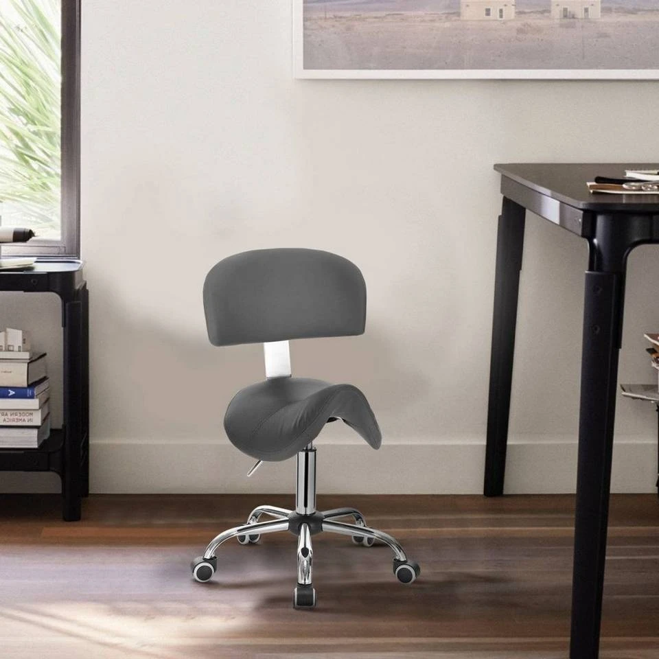 EUGAD Arbeitshocker (1er-Set), Sattelhocker mit Rückenlehne gepolstert höhenverstellbar aus Kunstleder Schwarz Grau, Weiß 10 EUGAD Arbeitshocker (1er-Set), Sattelhocker mit Rückenlehne gepolstert höhenverstellbar aus Kunstleder Schwarz Grau, Weiß – Bild 10