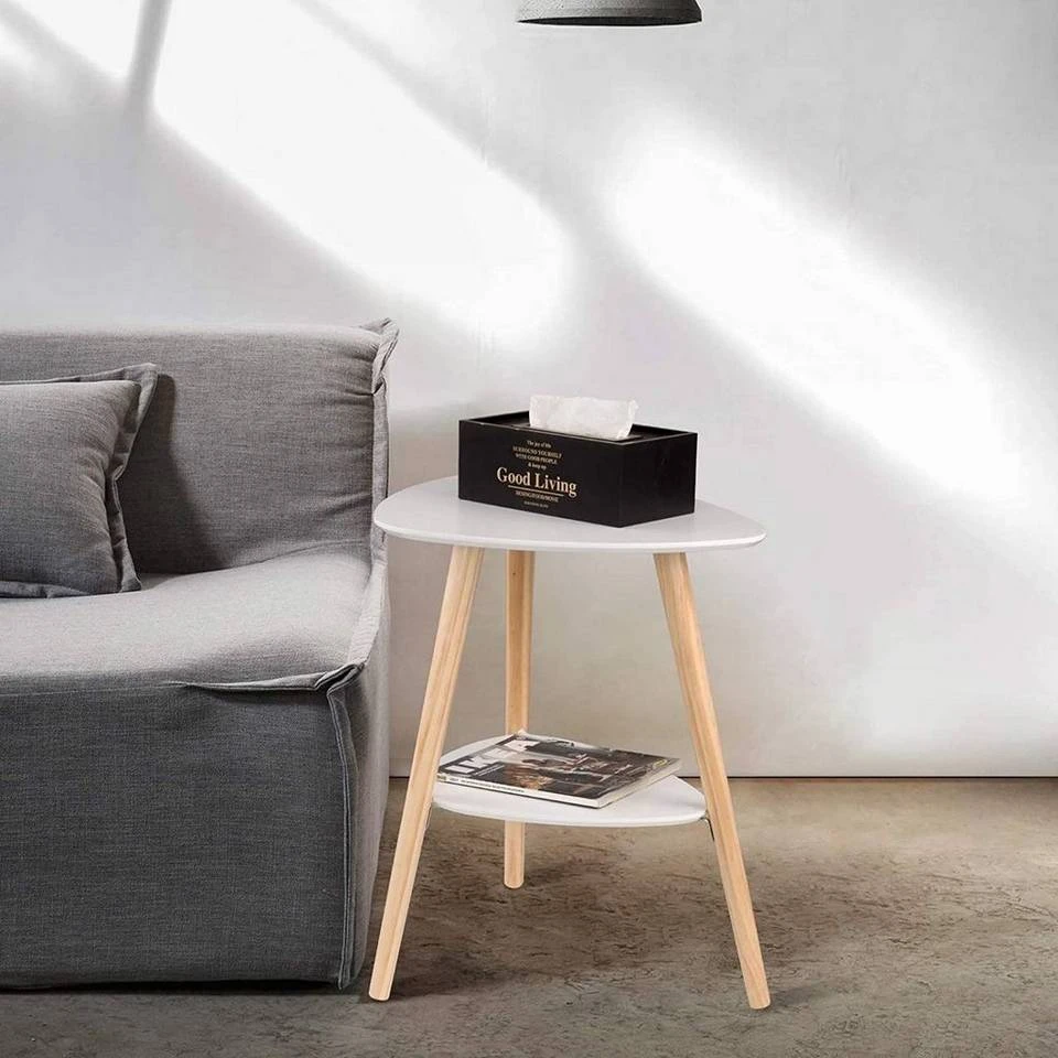 EUGAD Beistelltisch (1-St), Sofatisch Couchtisch Nachttisch Nachtkommode Nachtschrank Kaffeetisch mit 2 Ablagefäche Holzbeine MDF 50x40x55cm Weiß 2 EUGAD Beistelltisch (1-St), Sofatisch Couchtisch Nachttisch Nachtkommode Nachtschrank Kaffeetisch mit 2 Ablagefäche Holzbeine MDF 50x40x55cm Weiß – Bild 2