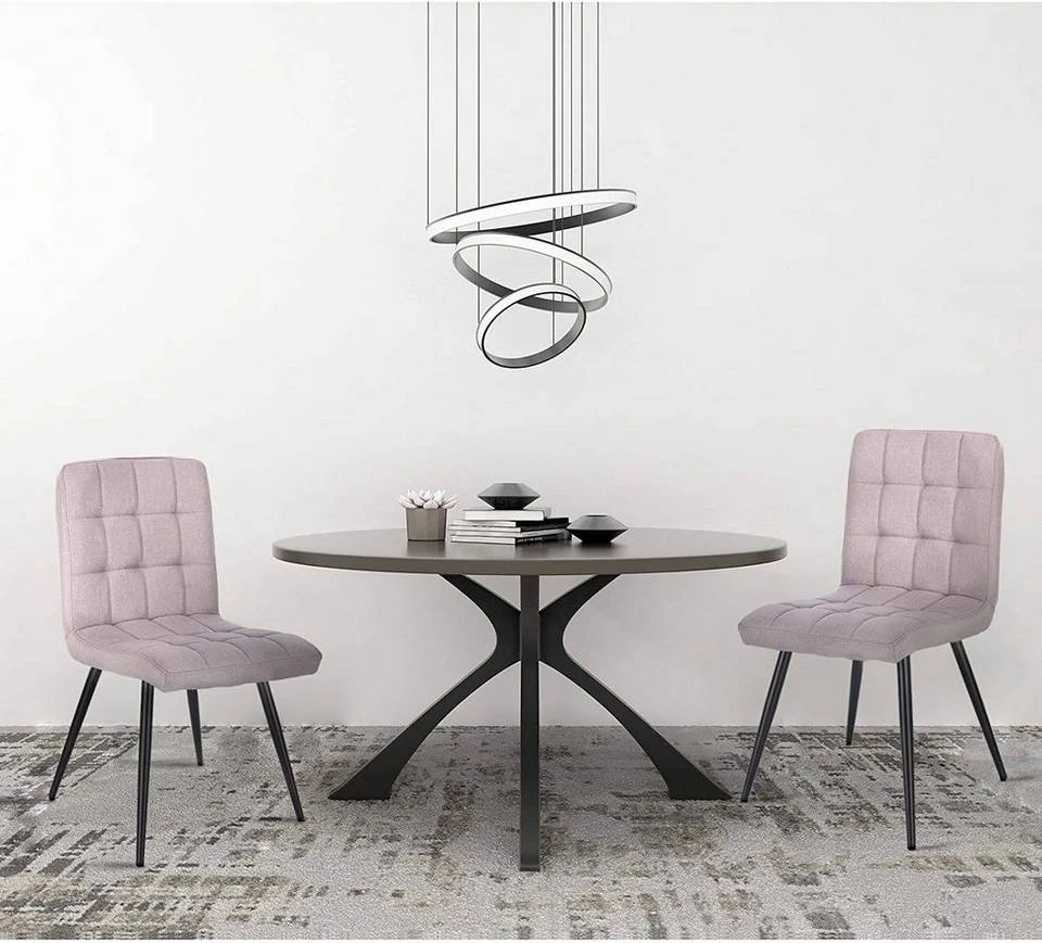 EUGAD Esszimmerstuhl (4 Stück), Küchenstuhl Polsterstuhl, mit Rückenlehne, Metallbeine, Sitzfläche aus Leinen, Hellgrau 2 EUGAD Esszimmerstuhl (4 Stück), Küchenstuhl Polsterstuhl, mit Rückenlehne, Metallbeine, Sitzfläche aus Leinen, Hellgrau – Bild 2