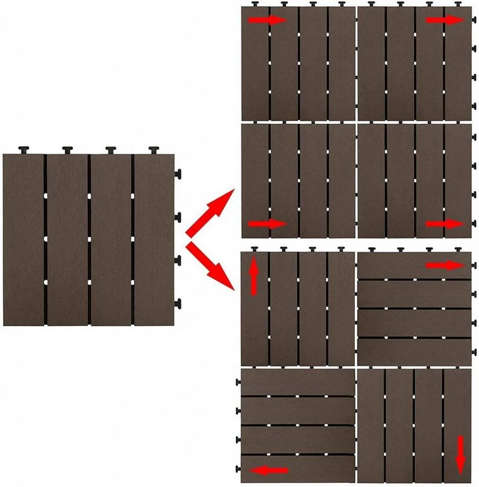 EUGAD WPC-Fliesen, 22 Stück WPC Terrassenfliesen in T-Form 30x30cm Dunkelgrau Anthrazit, Braun, Hellgrau 28 EUGAD WPC-Fliesen, 22 Stück WPC Terrassenfliesen in T-Form 30x30cm Dunkelgrau Anthrazit, Braun, Hellgrau – Bild 28