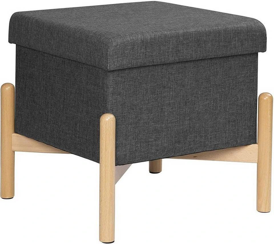 EUGAD Sitzhocker, Polsterhocker Sitztruhe bis 150kg belastbar, mit Stauraum, Deckel Abnehmbar Holzbeine Dunkelgrau Hellgrau 1 EUGAD Sitzhocker, Polsterhocker Sitztruhe bis 150kg belastbar, mit Stauraum, Deckel Abnehmbar Holzbeine Dunkelgrau Hellgrau