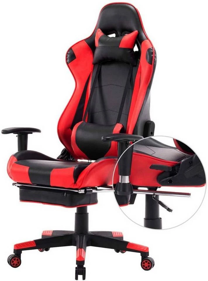 EUGAD Gaming Chair, Bürostuhl Schreibtischstuhl, Kunstleder, mit Ledenkissen Kopfstütze einstellbaren Armlehnen Weiß Grau, Rot, Weiß 19 EUGAD Gaming Chair, Bürostuhl Schreibtischstuhl, Kunstleder, mit Ledenkissen Kopfstütze einstellbaren Armlehnen Weiß Grau, Rot, Weiß – Bild 19