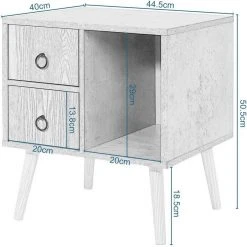 EUGAD Nachttisch (1-St), Nachtkommode mit 2 Schubladen und Ablagefach, Nachtschrank, Industrial-Design, Beistelltisch, Sideboard für Schlafzimmer, Wohnzimmer, einfach Aufbau -Eugad Möbel Einkaufen 30042ce4 05a4 4b5a bc7a a88864995a1d