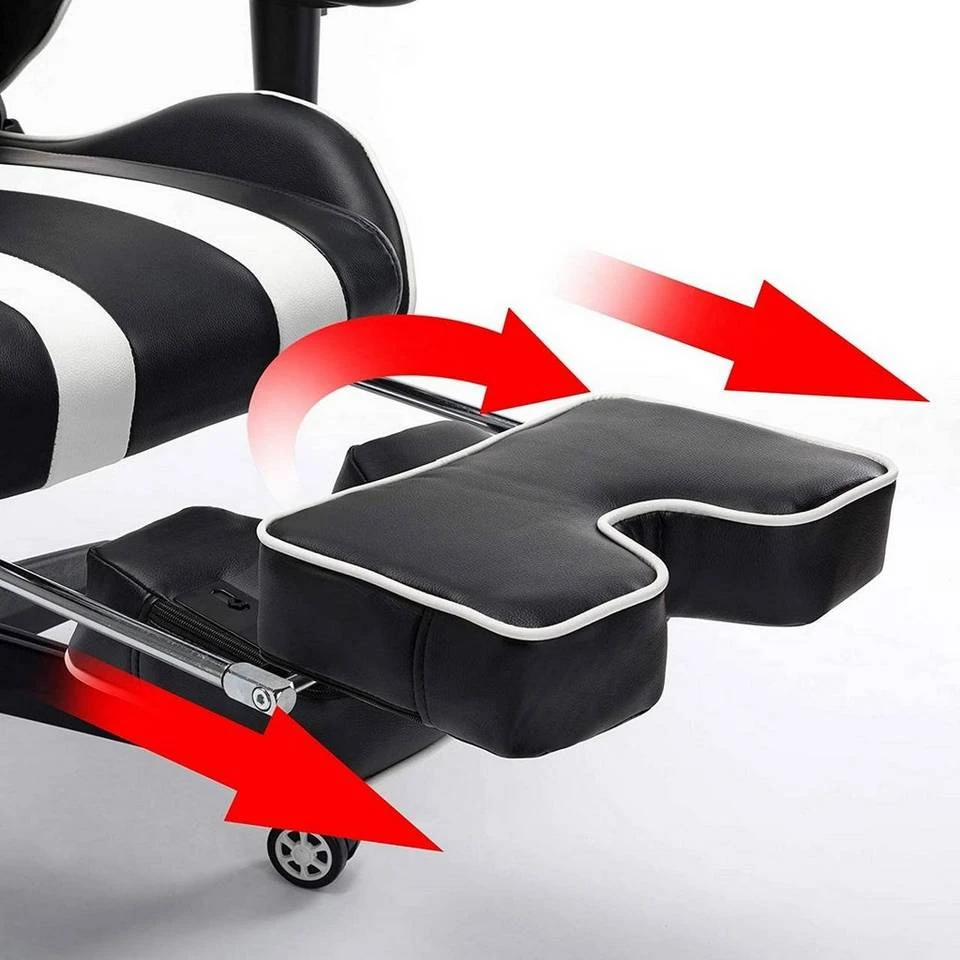 EUGAD Gaming-Stuhl (1 Stück), mit Fußstütze Racing Stuhl Drehstuhl Bürostuhl Schreibtischstuhl PC Stuhl mit Wippfunktion Höhenverstellbar Kunstleder Weiß Grau, Rot, Weiß 5 EUGAD Gaming-Stuhl (1 Stück), mit Fußstütze Racing Stuhl Drehstuhl Bürostuhl Schreibtischstuhl PC Stuhl mit Wippfunktion Höhenverstellbar Kunstleder Weiß Grau, Rot, Weiß – Bild 5
