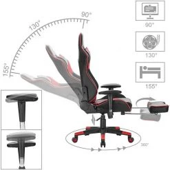 EUGAD Gaming-Stuhl (1 Stück), Racing Stuhl mit Fußstütze Racing Stuhl Drehstuhl Bürostuhl Schreibtischstuhl PC Stuhl mit Wippfunktion Höhenverstellbar Kunstleder Rot Grau, Wei&szlig; -Eugad Möbel Einkaufen 30c0aa0b aa9d 54b5 affc 1beee9655ddc