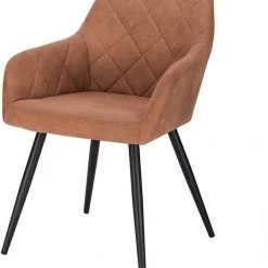 EUGAD Esszimmerstuhl (1 Stück), Wohnzimmerstuhl aus Stoff, Polsterstuhl mit Armlehnen und Rückenlehne, Gestell aus Metall Anthrazit, Braun, Grau -Eugad Möbel Einkaufen 30d7893c e5f5 4f17 a589 a66e5610f64a