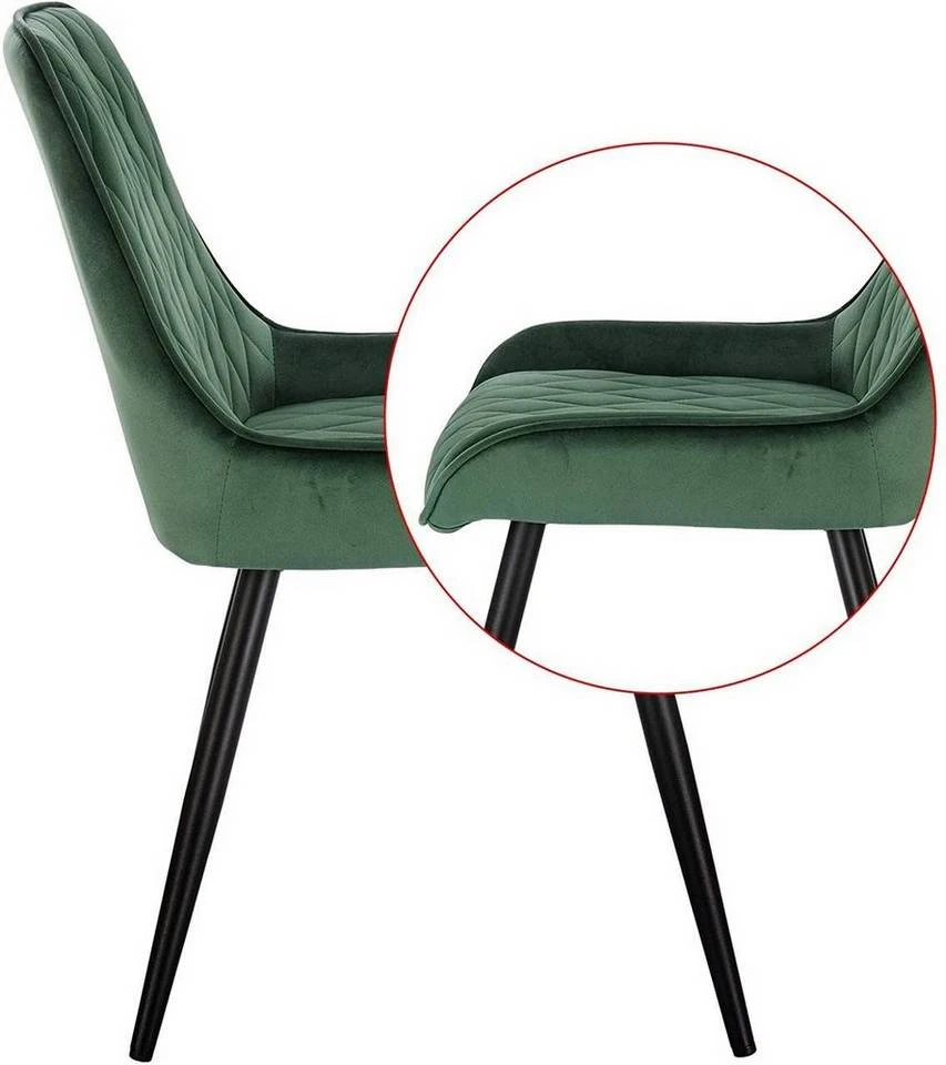 EUGAD Esszimmerstuhl (2 Stück), Polsterstuhl Küchenstuhl Wohnzimmerstuhl mit Rückenlehne, Sitzfläche aus Samt, Retrostuhl mit Metallbeine für Esszimmer Wohnzimmer, Schwarz Dunkelgrau, Dunkelgrün 13 EUGAD Esszimmerstuhl (2 Stück), Polsterstuhl Küchenstuhl Wohnzimmerstuhl mit Rückenlehne, Sitzfläche aus Samt, Retrostuhl mit Metallbeine für Esszimmer Wohnzimmer, Schwarz Dunkelgrau, Dunkelgrün – Bild 13
