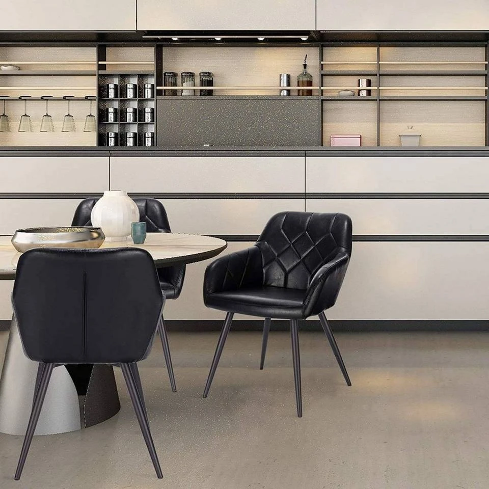 EUGAD Esszimmerstuhl, 6er-Set Esszimmerstuhl aus Kunstleder Metallbeine Schwarz Dunkelbraun 2 EUGAD Esszimmerstuhl, 6er-Set Esszimmerstuhl aus Kunstleder Metallbeine Schwarz Dunkelbraun – Bild 2