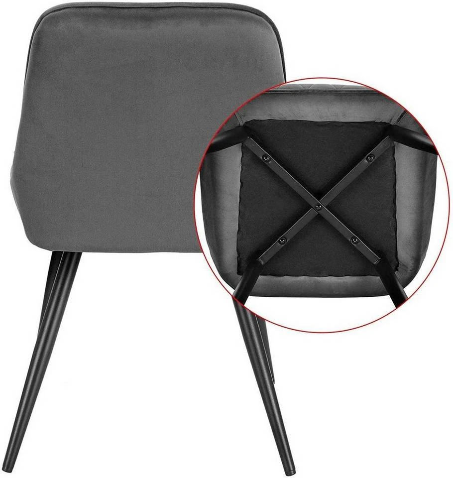 EUGAD Esszimmerstuhl (2 Stück), Polsterstuhl Küchenstuhl Wohnzimmerstuhl mit Rückenlehne, Sitzfläche aus Samt, Retrostuhl mit Metallbeine für Esszimmer Wohnzimmer, Schwarz Dunkelgrau, Dunkelgrün 21 EUGAD Esszimmerstuhl (2 Stück), Polsterstuhl Küchenstuhl Wohnzimmerstuhl mit Rückenlehne, Sitzfläche aus Samt, Retrostuhl mit Metallbeine für Esszimmer Wohnzimmer, Schwarz Dunkelgrau, Dunkelgrün – Bild 21