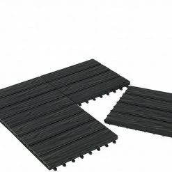 EUGAD WPC-Fliesen, 11 Stück WPC Terrassenfliesen 30x30cm Holzstruktur Anthrazit Coffee, Dunkelgrau, Hellgrau