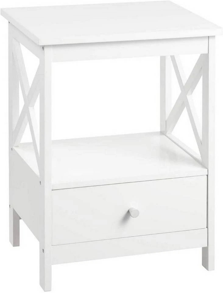 EUGAD Nachttisch, Beistelltisch Nachtschrank Nachtkommode Sofatisch aus MDF mit Schublade und Ablage für Schlafzimmer oder Wohnzimmer Weiß 1 EUGAD Nachttisch, Beistelltisch Nachtschrank Nachtkommode Sofatisch aus MDF mit Schublade und Ablage für Schlafzimmer oder Wohnzimmer Weiß