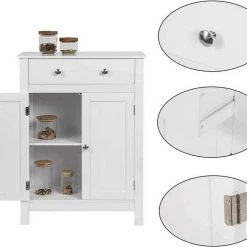 EUGAD Badkommode, Badezimmerschrank, 2 Türen, 1 Schubkasten, mit verstellbare Regalebene, MDF, Weiß -Eugad Möbel Einkaufen 36afa26a 3a21 5fe9 99b7 73cdfbbaebb5