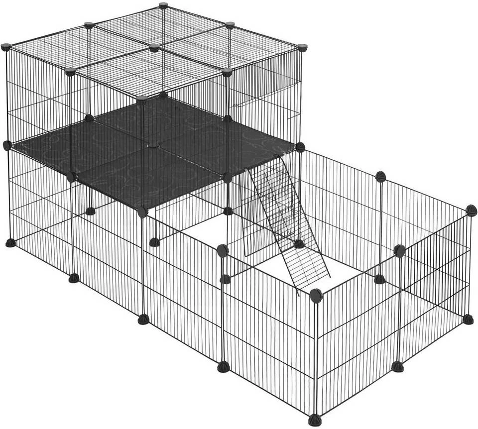 EUGAD Freigehege, Freigehege Kaninchen mit Stauraum Hasen Meerschweinchen Welpenauslauf Laufgitter mit Tür&Treppe DIY Schwarz 30 Platten (35x35cm/Platte) 105 x 70 x 70 cm 2 EUGAD Freigehege, Freigehege Kaninchen mit Stauraum Hasen Meerschweinchen Welpenauslauf Laufgitter mit Tür&Treppe DIY Schwarz 30 Platten (35x35cm/Platte) 105 x 70 x 70 cm – Bild 2