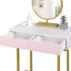 EUGAD Schminktisch (1-St), Schminktisch Frisiertisch Kommode mit Spiegel modern Kosmetiktisch mit 3 Schubladen Weiß-Rosa-Golden 33 EUGAD Schminktisch (1-St), Schminktisch Frisiertisch Kommode mit Spiegel modern Kosmetiktisch mit 3 Schubladen Weiß-Rosa-Golden -Eugad Möbel Einkaufen 385e3e49 962a 410c 8e2e 49e6cbf35bba