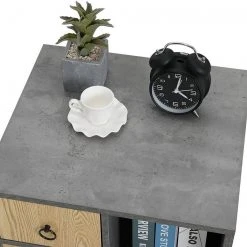 EUGAD Nachttisch (1-St), Nachtkommode mit 2 Schubladen und Ablagefach, Nachtschrank, Industrial-Design, Beistelltisch, Sideboard für Schlafzimmer, Wohnzimmer, einfach Aufbau -Eugad Möbel Einkaufen 38d253e0 e3e0 4e98 bce6 7512a9ec4481