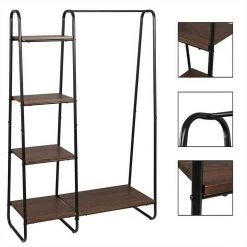 EUGAD Garderobenständer, Kleiderständer,mit Regal, Metall, Holz,im Flur, Wohnzimmer, Dunkelbraun-Schwarz Eiche-Weiß, Sand-Weiß -Eugad Möbel Einkaufen 3a05ff70 aeb4 52f7 95e7 ccbc8e15d8ef