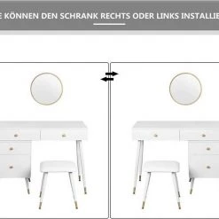 EUGAD Schminktisch (1-St), Schminktisch mit Hocker und Spiegel, Frisiertisch mit 4 Schubladen und Kosmetiktisch Frisierkommode für Schlafzimmer, Weiß Gold 14 EUGAD Schminktisch (1-St), Schminktisch mit Hocker und Spiegel, Frisiertisch mit 4 Schubladen und Kosmetiktisch Frisierkommode für Schlafzimmer, Weiß Gold -Eugad Möbel Einkaufen 3ac3a8dc 6d54 5d96 b2e5 60da20ead468