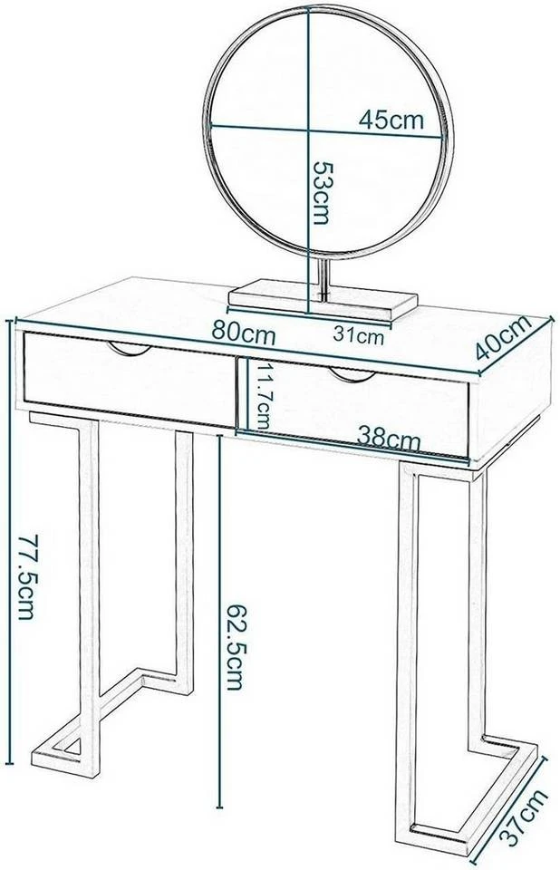 EUGAD Schminktisch (1-St), Schminktisch Frisiertisch Kommode mit Spiegel modern Kosmetiktisch mit 3 Schubladen Weiß-Rosa-Golden 13 EUGAD Schminktisch (1-St), Schminktisch Frisiertisch Kommode mit Spiegel modern Kosmetiktisch mit 3 Schubladen Weiß-Rosa-Golden – Bild 13
