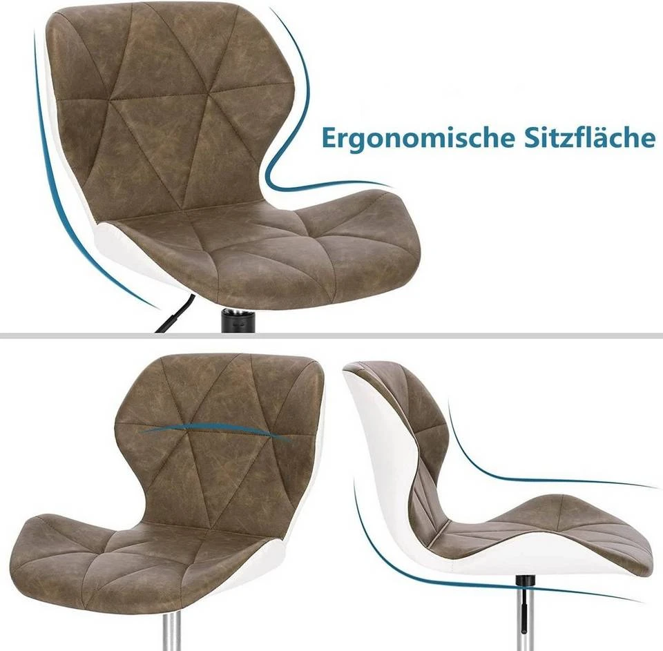 EUGAD Barhocker (4 St), niedriger Barhocker 360° Drehstuhl mit Rückenlehne 120kg belastbar Stuhl höhenverstellbar Kunstleder Sitzhöhe 40-54cm Dunkelbraun Weiß Anthrazit+Weiß, Dunkelbraun+Weiß 4 EUGAD Barhocker (4 St), niedriger Barhocker 360° Drehstuhl mit Rückenlehne 120kg belastbar Stuhl höhenverstellbar Kunstleder Sitzhöhe 40-54cm Dunkelbraun Weiß Anthrazit+Weiß, Dunkelbraun+Weiß – Bild 4