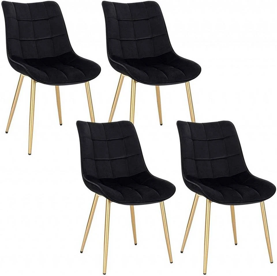 EUGAD Esszimmerstuhl, 4er-Set Küchenstühle Wohnzimmerstuhl mit Rückenlehne, Samt Sitzfläche, Gold Beine Grau Dunkelgrün, Rosa, Schwarz 10 EUGAD Esszimmerstuhl, 4er-Set Küchenstühle Wohnzimmerstuhl mit Rückenlehne, Samt Sitzfläche, Gold Beine Grau Dunkelgrün, Rosa, Schwarz – Bild 10