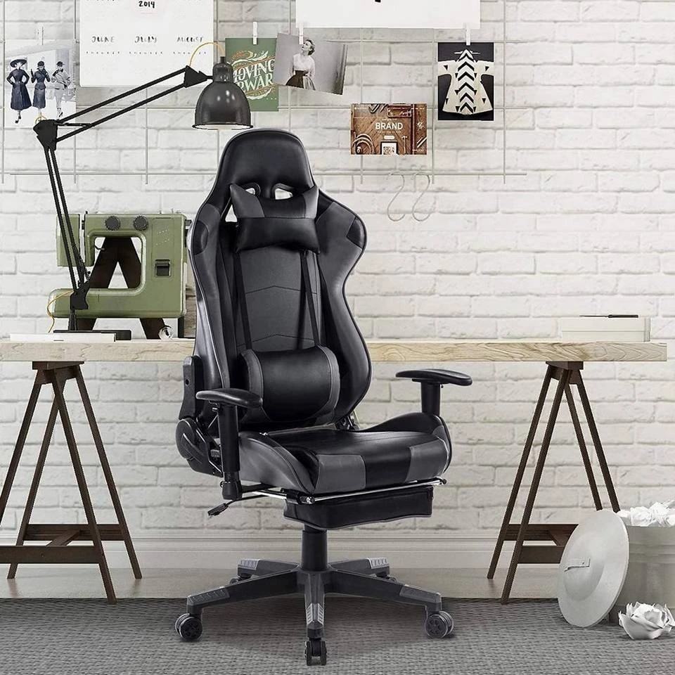 EUGAD Gaming Chair, Bürostuhl Schreibtischstuhl, Kunstleder, mit Ledenkissen Kopfstütze einstellbaren Armlehnen Weiß Grau, Rot, Weiß 8 EUGAD Gaming Chair, Bürostuhl Schreibtischstuhl, Kunstleder, mit Ledenkissen Kopfstütze einstellbaren Armlehnen Weiß Grau, Rot, Weiß – Bild 8