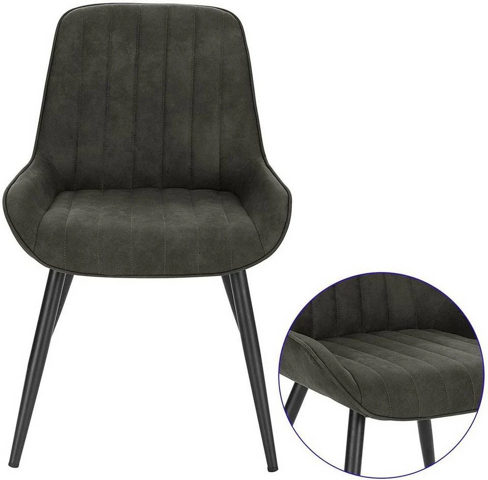 EUGAD Esszimmerstuhl, Polsterstuhl 2er-Set,Sitzfläche aus Stoffbezug Anthrazit, Dunkelbraun, Dunkelgrau 4 EUGAD Esszimmerstuhl, Polsterstuhl 2er-Set,Sitzfläche aus Stoffbezug Anthrazit, Dunkelbraun, Dunkelgrau – Bild 4