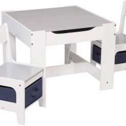 EUGAD Sitzgruppe, Kindersitzgruppe 1 Kindertisch und 2 Stühle mit Stauraum Maltisch graue Tischplatte abnehmbar -Eugad Möbel Einkaufen 3cd3aa60 e02c 513e ae9a 82ec61e98589