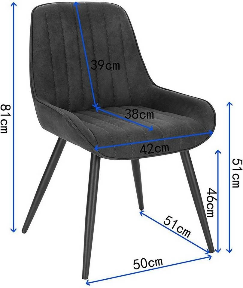 EUGAD Esszimmerstuhl, Polsterstuhl 2er-Set,Sitzfläche aus Stoffbezug Anthrazit, Dunkelbraun, Dunkelgrau 3 EUGAD Esszimmerstuhl, Polsterstuhl 2er-Set,Sitzfläche aus Stoffbezug Anthrazit, Dunkelbraun, Dunkelgrau – Bild 3