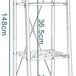 EUGAD Bücherregal, Standregal Badregal Bücherregal Küchenregal Schuhregal aus Holz und Stahl, mit 4 Ablagen, 34 x 35 x 148 cm Golden-Weißer Marmor, Schwarz Marmor, Vintage -Eugad Möbel Einkaufen 3dca8eec 731e 4d69 87eb 17fcfacfd48f