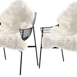 Teppich, EUGAD, 2er-Set Faux Lammfell Kunstfell Bettvorleger 60x90cm Weiß