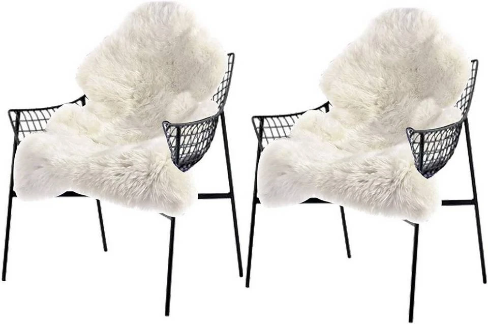 Teppich, EUGAD, 2er-Set Faux Lammfell Kunstfell Bettvorleger 60x90cm Weiß 1 Teppich, EUGAD, 2er-Set Faux Lammfell Kunstfell Bettvorleger 60x90cm Weiß