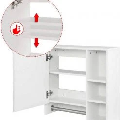 EUGAD Spiegelschrank Hängeschrank mit 6 Ablagen mit Tür 60x20x60cm Weiß -Eugad Möbel Einkaufen 3fba2a12 68a7 5113 801f 2144c4c63401