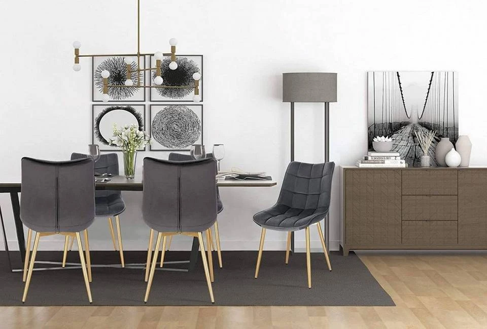 EUGAD Esszimmerstuhl, 4er-Set Küchenstühle Wohnzimmerstuhl mit Rückenlehne, Samt Sitzfläche, Gold Beine Grau Dunkelgrün, Rosa, Schwarz 2 EUGAD Esszimmerstuhl, 4er-Set Küchenstühle Wohnzimmerstuhl mit Rückenlehne, Samt Sitzfläche, Gold Beine Grau Dunkelgrün, Rosa, Schwarz – Bild 2