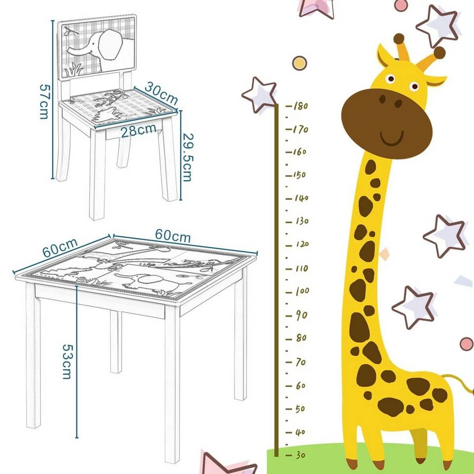 EUGAD Kindersitzgruppe, (3-tlg), Kinder Tischset mit Kantenschutz im Kinderzimmer Kindermöbel aus MDF und Kiefernholz Zoomotive(1 Tisch und 2 Stühle, 3-tlg) 3 EUGAD Kindersitzgruppe, (3-tlg), Kinder Tischset mit Kantenschutz im Kinderzimmer Kindermöbel aus MDF und Kiefernholz Zoomotive(1 Tisch und 2 Stühle, 3-tlg) – Bild 3