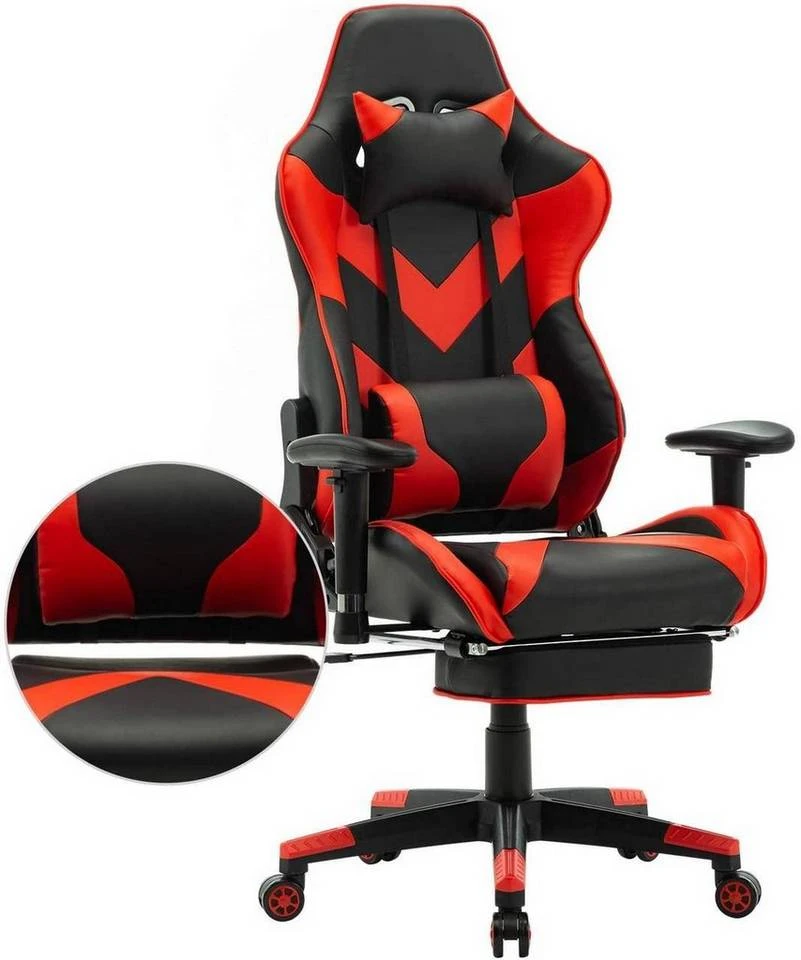 EUGAD Gaming Chair, Bürostuhl, Gaming Stuhl, Kunstleder, mit einstellbaren Armlehnen Rot Blau, Schwarz, Weiß 7 EUGAD Gaming Chair, Bürostuhl, Gaming Stuhl, Kunstleder, mit einstellbaren Armlehnen Rot Blau, Schwarz, Weiß – Bild 7