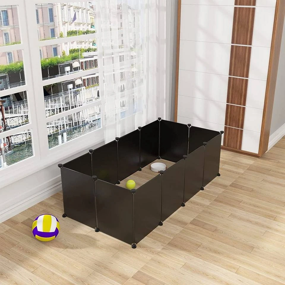 EUGAD Freigehege, Freigehege für Kaninchen Hasen Meerschweinchen Welpenauslauf DIY, 12 Platten 145 x 75 x 46 cm Grau, Schwarz, Transparent, Weiß 2 EUGAD Freigehege, Freigehege für Kaninchen Hasen Meerschweinchen Welpenauslauf DIY, 12 Platten 145 x 75 x 46 cm Grau, Schwarz, Transparent, Weiß – Bild 2