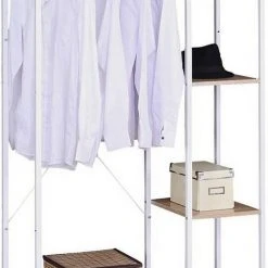 EUGAD Kleiderständer, Garderobenständer Hängeregal mit Schuhregal Holz Metall Schwarz-Hell Eiche Schwarz-Vintage, Wei&szlig;-Eiche -Eugad Möbel Einkaufen 44fb7bd1 05ea 5ce1 97bd 32517dec4e39