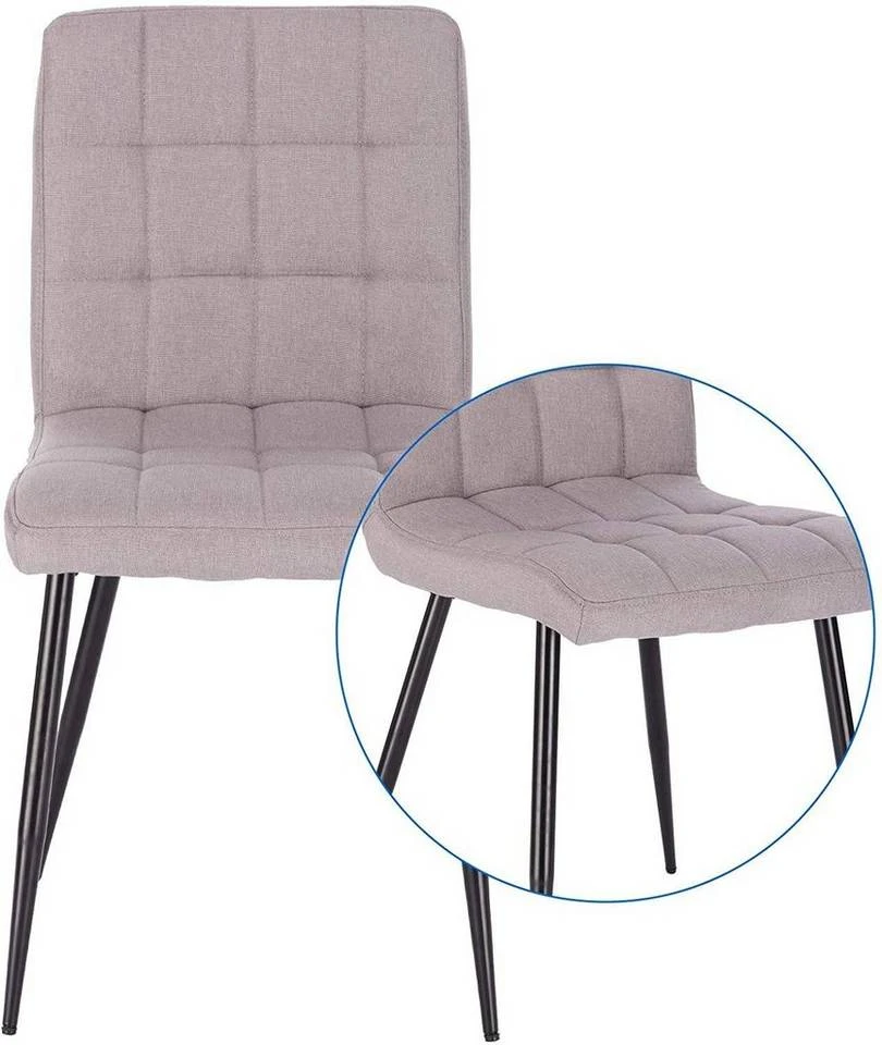 EUGAD Esszimmerstuhl (4 Stück), Küchenstuhl Polsterstuhl, mit Rückenlehne, Metallbeine, Sitzfläche aus Leinen, Hellgrau 5 EUGAD Esszimmerstuhl (4 Stück), Küchenstuhl Polsterstuhl, mit Rückenlehne, Metallbeine, Sitzfläche aus Leinen, Hellgrau – Bild 5