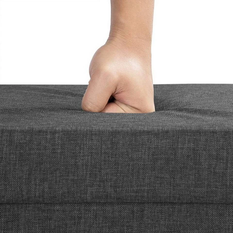 EUGAD Sitzhocker, Polsterhocker Sitztruhe bis 150kg belastbar, mit Stauraum, Deckel Abnehmbar Holzbeine Dunkelgrau Hellgrau 6 EUGAD Sitzhocker, Polsterhocker Sitztruhe bis 150kg belastbar, mit Stauraum, Deckel Abnehmbar Holzbeine Dunkelgrau Hellgrau – Bild 6