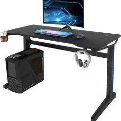 EUGAD Gamingtisch, Gaming Tisch mit LED 120x60cm Ergonomischer Schwarz Computertisch Schreibtisch PC Tisch mit Kabelmanagement Becherhalter Kopfhörerhalterung -Eugad Möbel Einkaufen 47256906 9638 4369 96a2 f7274480f727