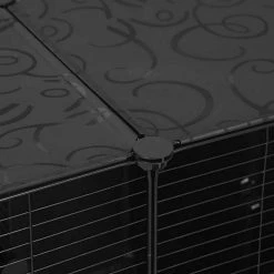 EUGAD Freigehege, mit Bodenplatten Kaninchen Hasen Meerschweinchen Welpenauslauf Laufgitter mit Tür&Treppe Doppelstöckig DIY Schwarz 38 Platten (35x35cm/Platte) 145x75x75 cm -Eugad Möbel Einkaufen 473bcf81 dea4 520c b07f 505c2205a467