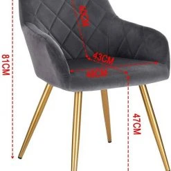 EUGAD Esszimmerstuhl (1 Stück), Wohnzimmerstuhl aus Samt Polsterstuhl mit Armlehnen und Rückenlehne, Gestell aus Metall mit goldenen Beine Dunkelgrau Schwarz 14 EUGAD Esszimmerstuhl (1 Stück), Wohnzimmerstuhl aus Samt Polsterstuhl mit Armlehnen und Rückenlehne, Gestell aus Metall mit goldenen Beine Dunkelgrau Schwarz -Eugad Möbel Einkaufen 47989c3f 045e 4a16 bcee ebca7e824252